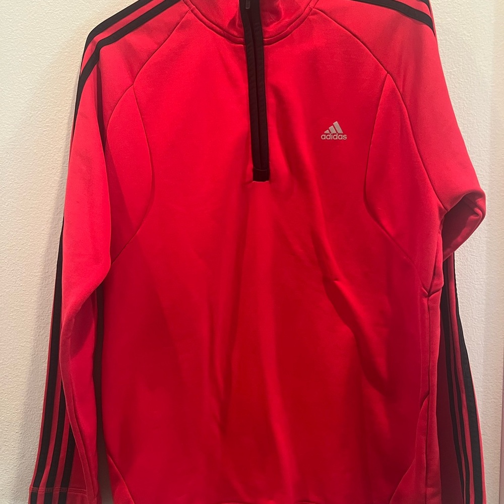 Adidas Red and Black Half-Zip Jacket